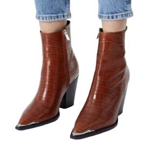 NEW the Kooples women’s Brown Heeled leather ankle Western Style boot size 40